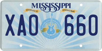MS license plate XAO660
