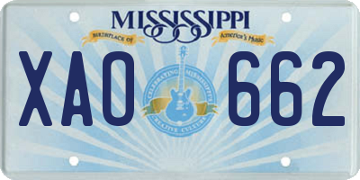 MS license plate XAO662