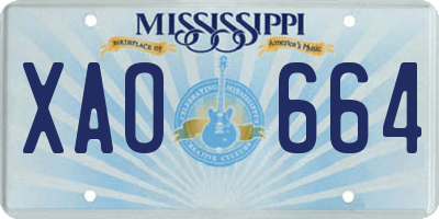 MS license plate XAO664