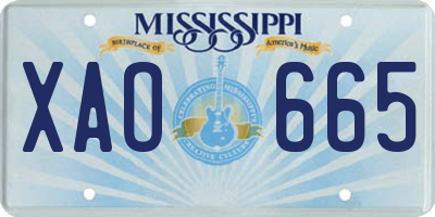 MS license plate XAO665
