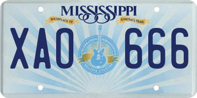 MS license plate XAO666