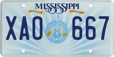 MS license plate XAO667