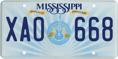 MS license plate XAO668