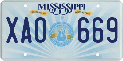 MS license plate XAO669