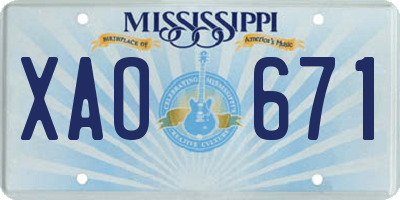 MS license plate XAO671