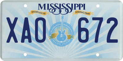 MS license plate XAO672