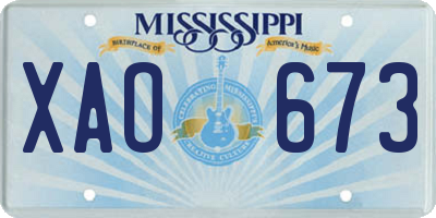 MS license plate XAO673