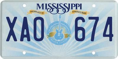 MS license plate XAO674