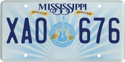 MS license plate XAO676