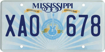 MS license plate XAO678