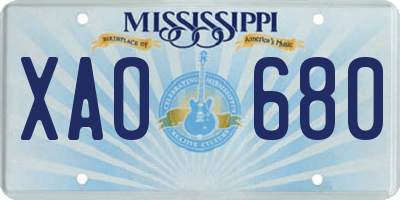 MS license plate XAO680