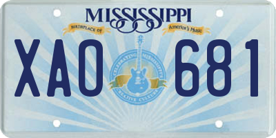 MS license plate XAO681