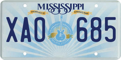 MS license plate XAO685