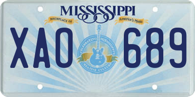 MS license plate XAO689