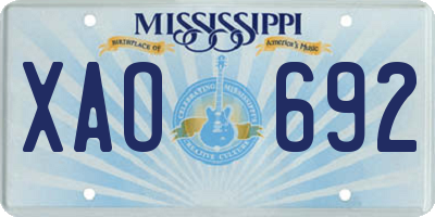MS license plate XAO692