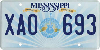 MS license plate XAO693