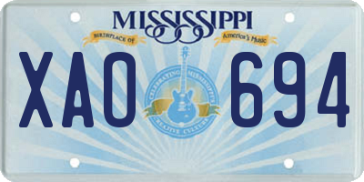 MS license plate XAO694
