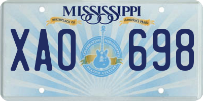 MS license plate XAO698