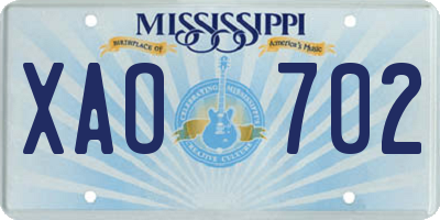MS license plate XAO702