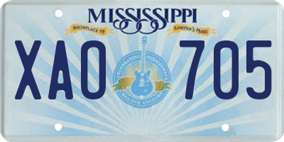 MS license plate XAO705