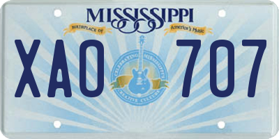 MS license plate XAO707