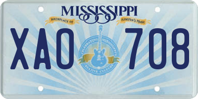 MS license plate XAO708
