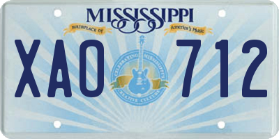 MS license plate XAO712