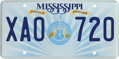 MS license plate XAO720