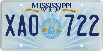 MS license plate XAO722