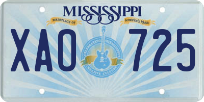 MS license plate XAO725