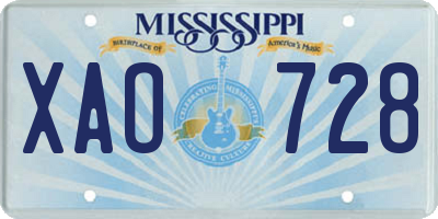 MS license plate XAO728