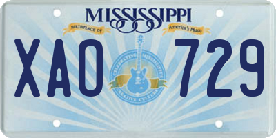 MS license plate XAO729