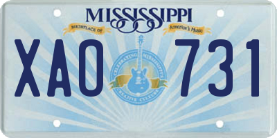 MS license plate XAO731