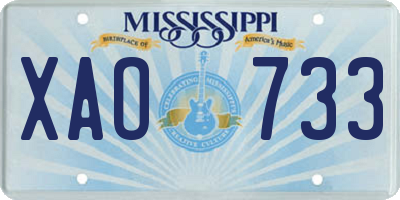 MS license plate XAO733