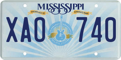 MS license plate XAO740