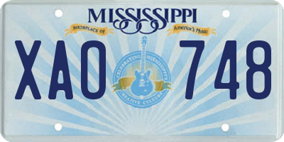 MS license plate XAO748