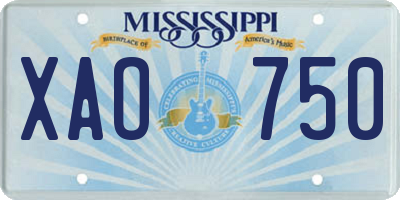 MS license plate XAO750