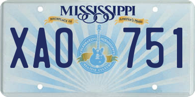MS license plate XAO751