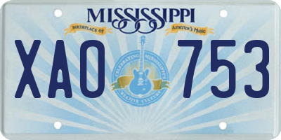 MS license plate XAO753