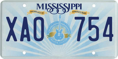 MS license plate XAO754