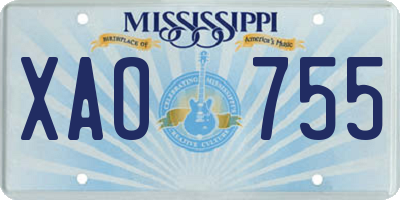 MS license plate XAO755