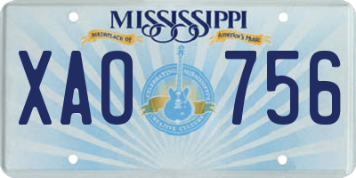 MS license plate XAO756