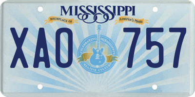 MS license plate XAO757