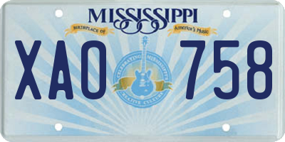 MS license plate XAO758
