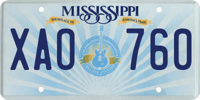 MS license plate XAO760
