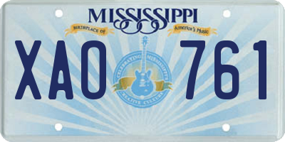 MS license plate XAO761