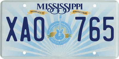 MS license plate XAO765