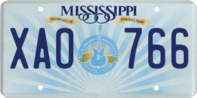 MS license plate XAO766