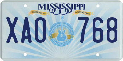 MS license plate XAO768