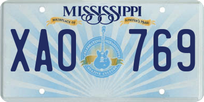 MS license plate XAO769